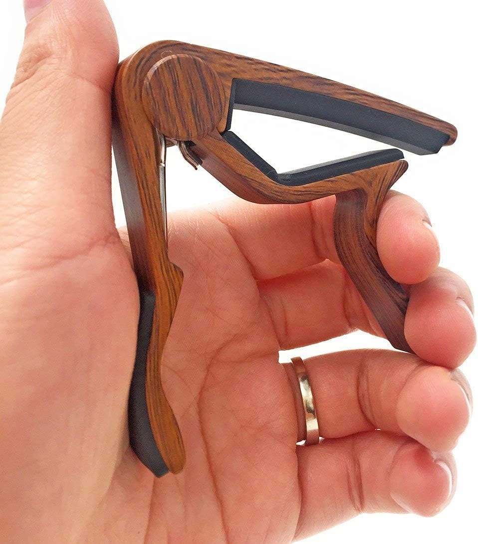 Guitar Capo in Rosewood Finish with 5 Picks - Acoustic and Electric