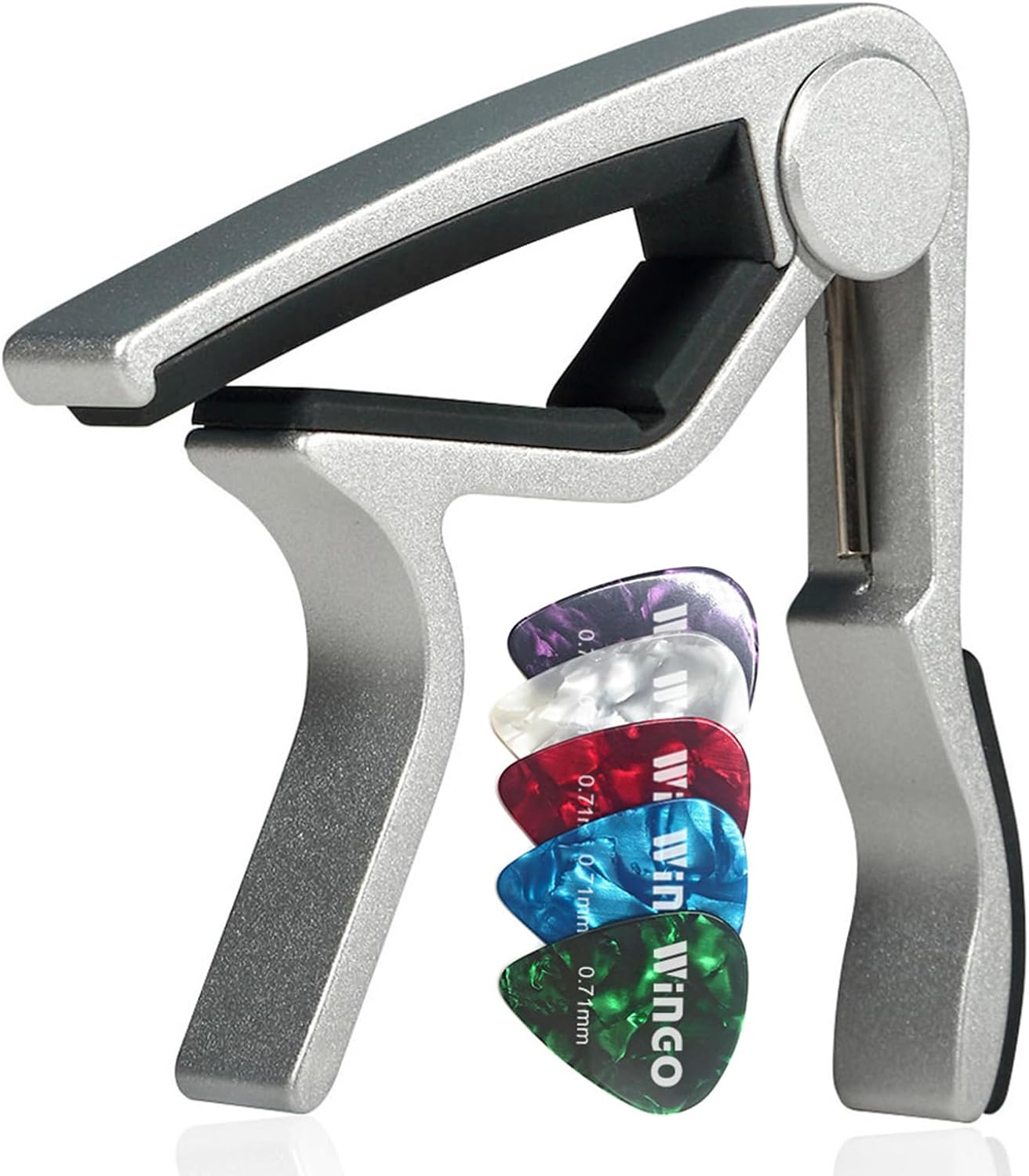 Guitar Capo in Rosewood Finish with 5 Picks - Acoustic and Electric