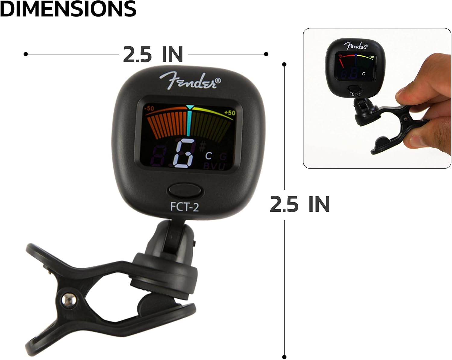 Clip-On Chromatic Tuner for Guitar, Bass, Ukulele and Violin