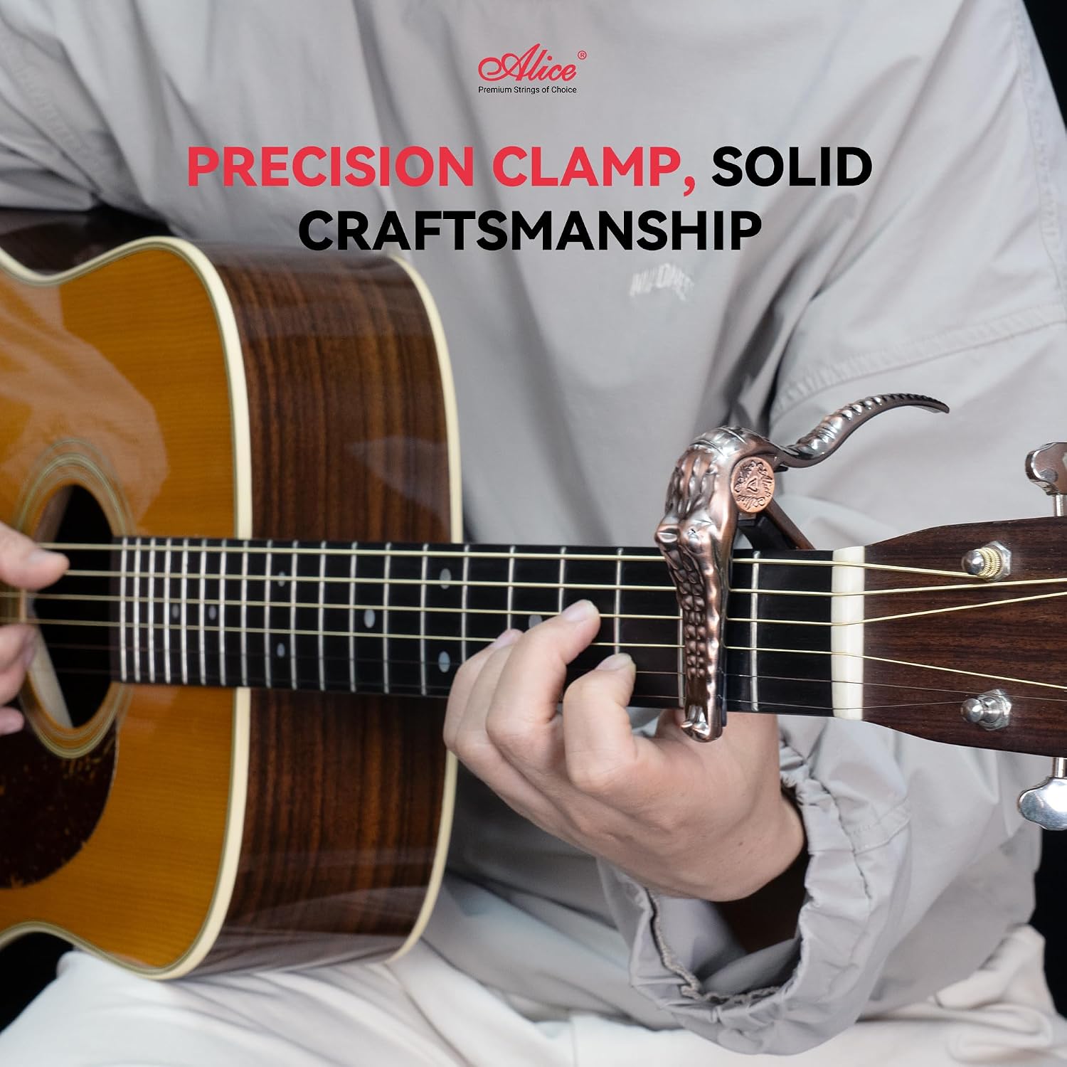 Aluminium Alloy Guitar Capo, Alligator Style - Acoustic and Electric