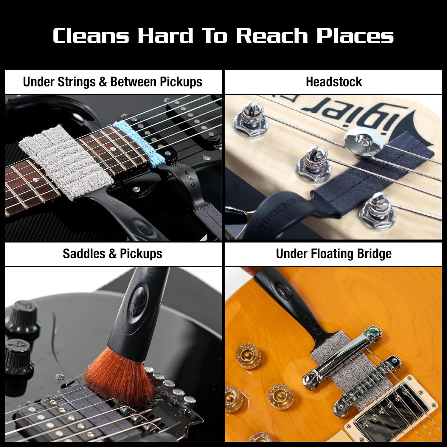 Guitar Cleaning Tool Set - 2 Tools for Strings, Body, Hardware and Pickups