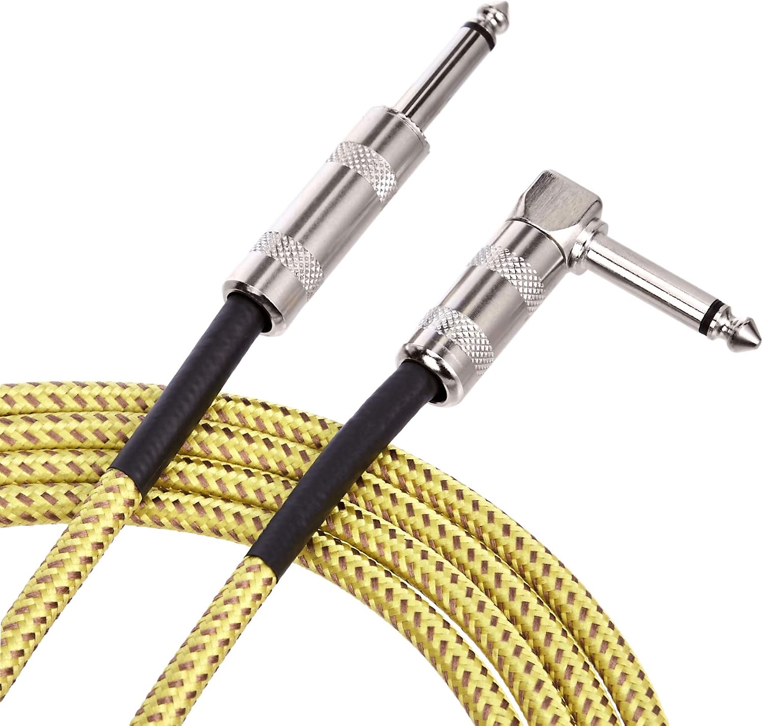Instrument Cable, 1/4 in TS, Right-Angle, 10 ft - Tweed Cloth Jacket
