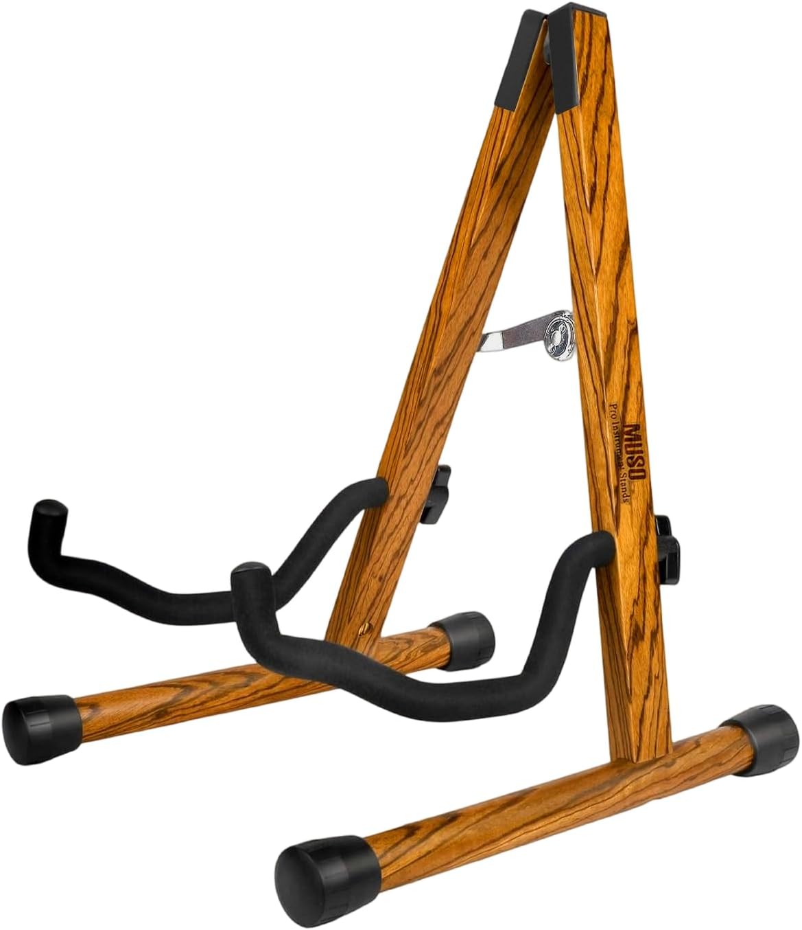 Wooden Folding Guitar Stand, Zebra Finish - Acoustic, Classical, Electric and Bass