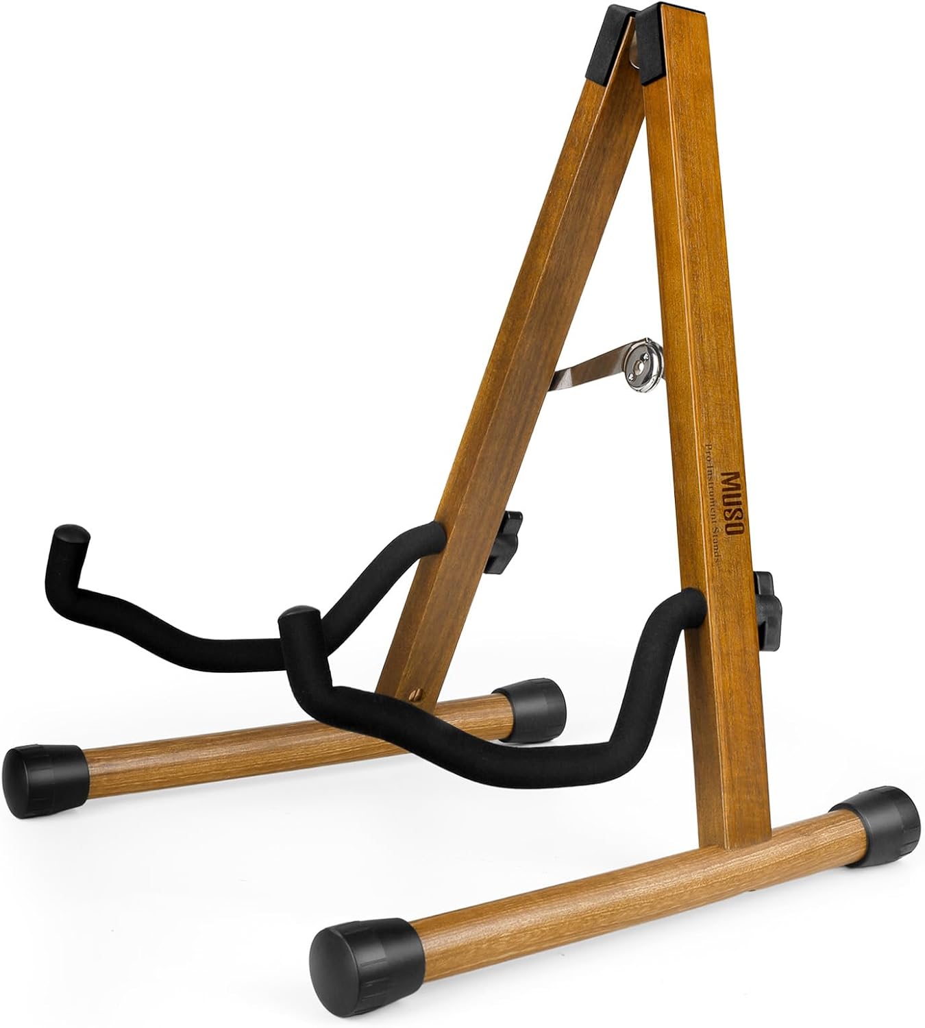 Wooden Folding Guitar Stand, Zebra Finish - Acoustic, Classical, Electric and Bass