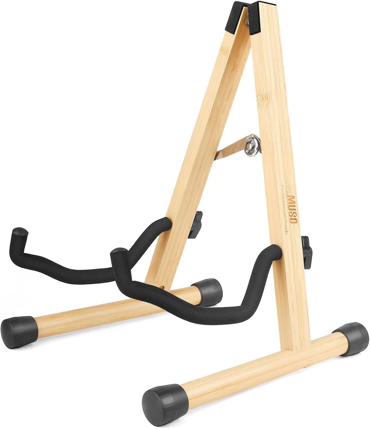 Wooden Folding Guitar Stand, Zebra Finish - Acoustic, Classical, Electric and Bass