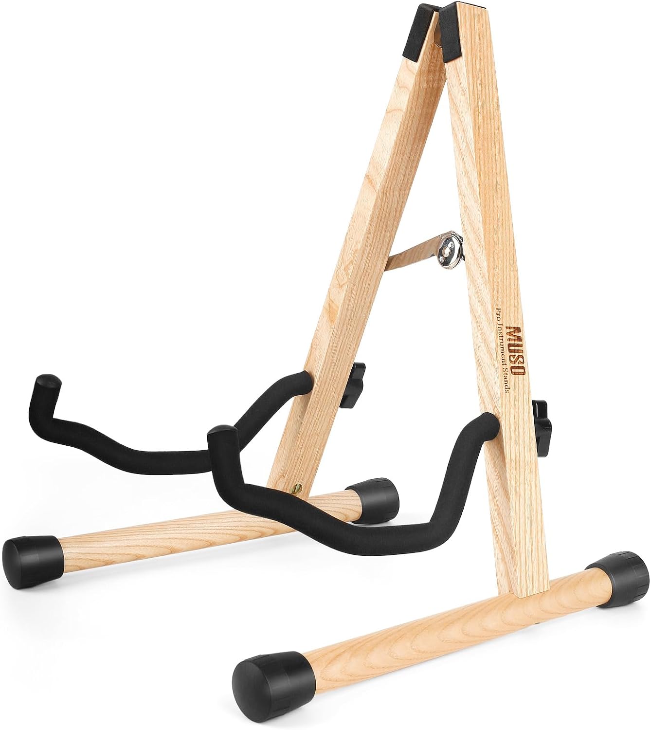 Wooden Folding Guitar Stand, Zebra Finish - Acoustic, Classical, Electric and Bass