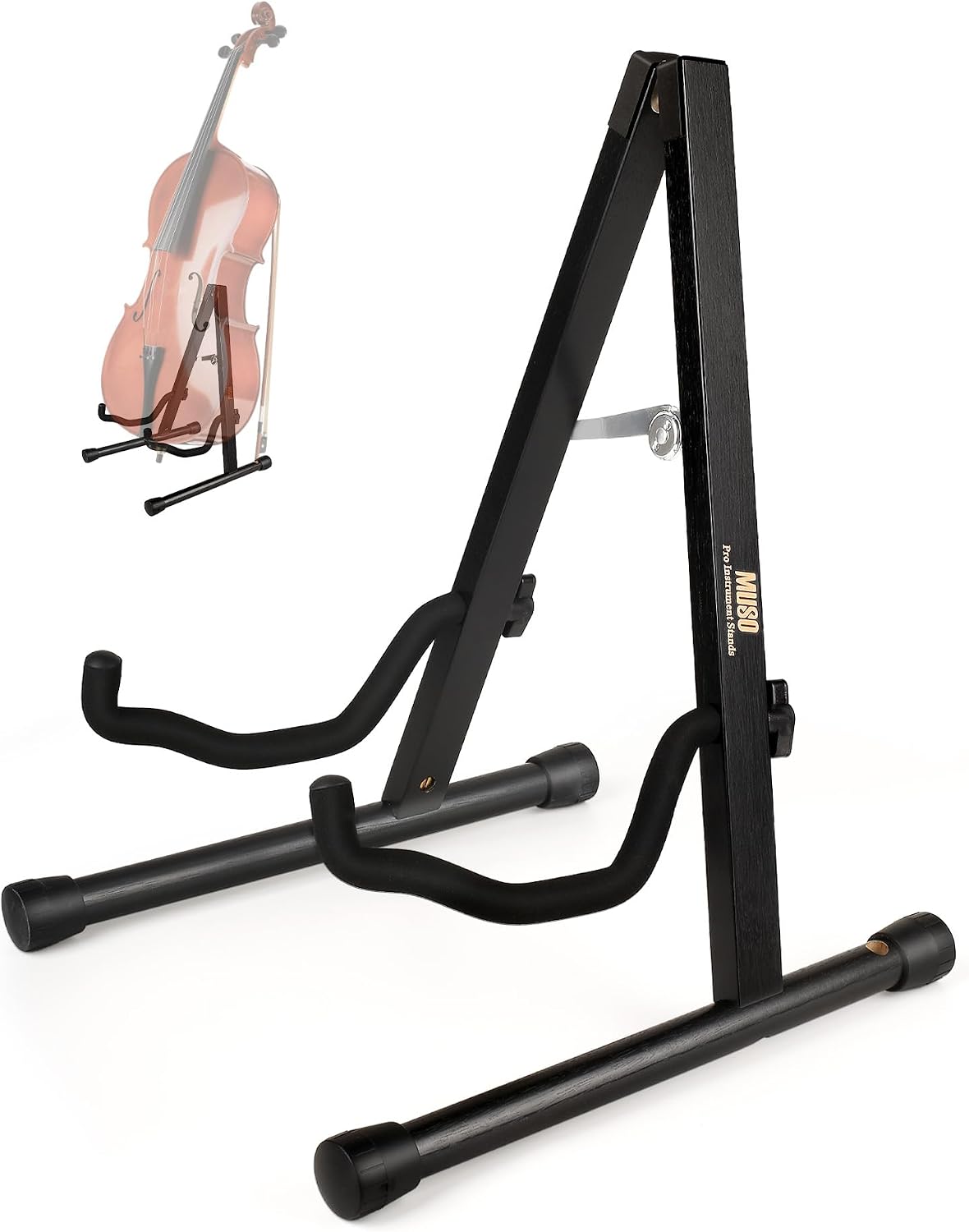 Wooden Folding Guitar Stand, Zebra Finish - Acoustic, Classical, Electric and Bass