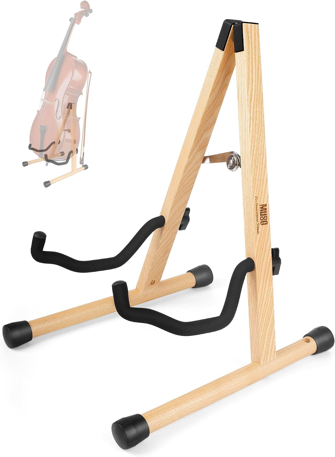 Wooden Folding Guitar Stand, Zebra Finish - Acoustic, Classical, Electric and Bass