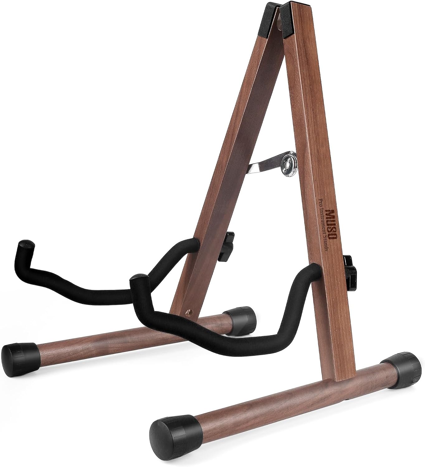 Wooden Folding Guitar Stand, Zebra Finish - Acoustic, Classical, Electric and Bass