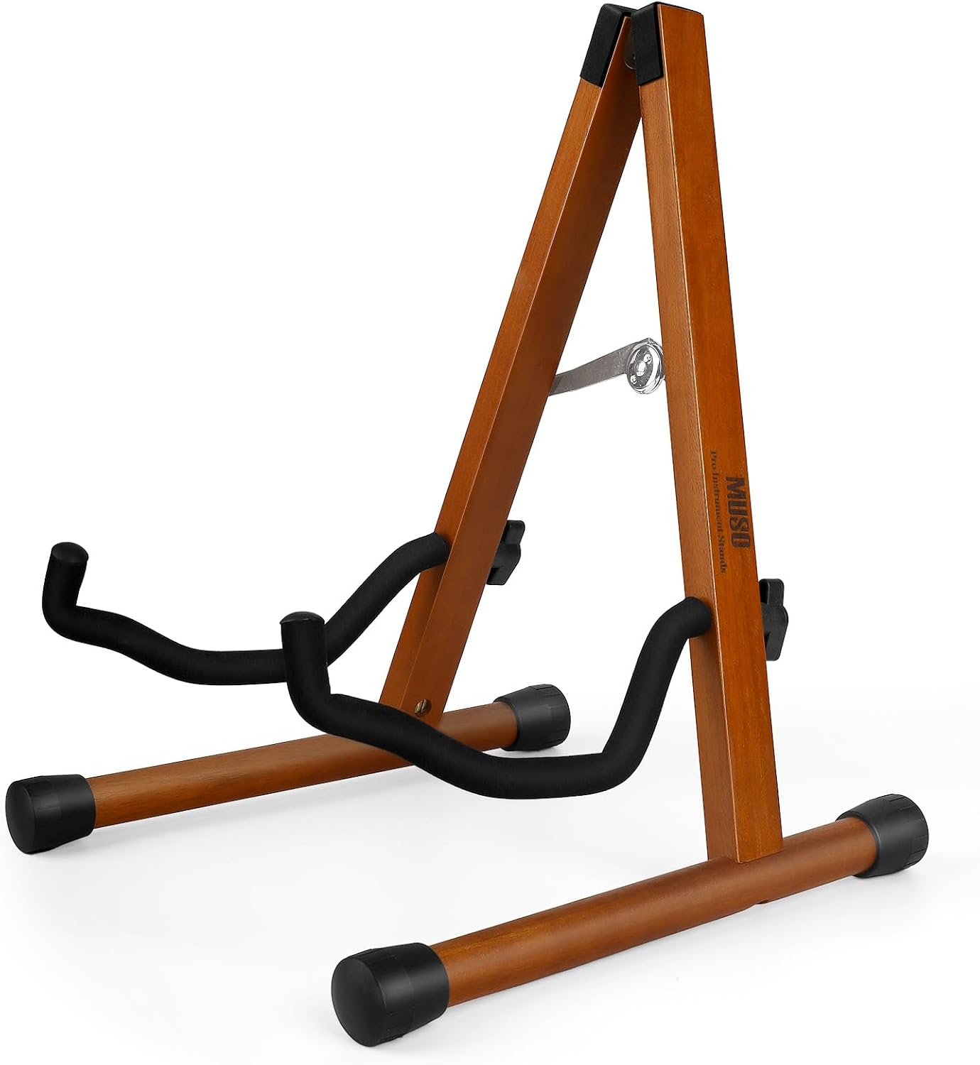 Wooden Folding Guitar Stand, Zebra Finish - Acoustic, Classical, Electric and Bass