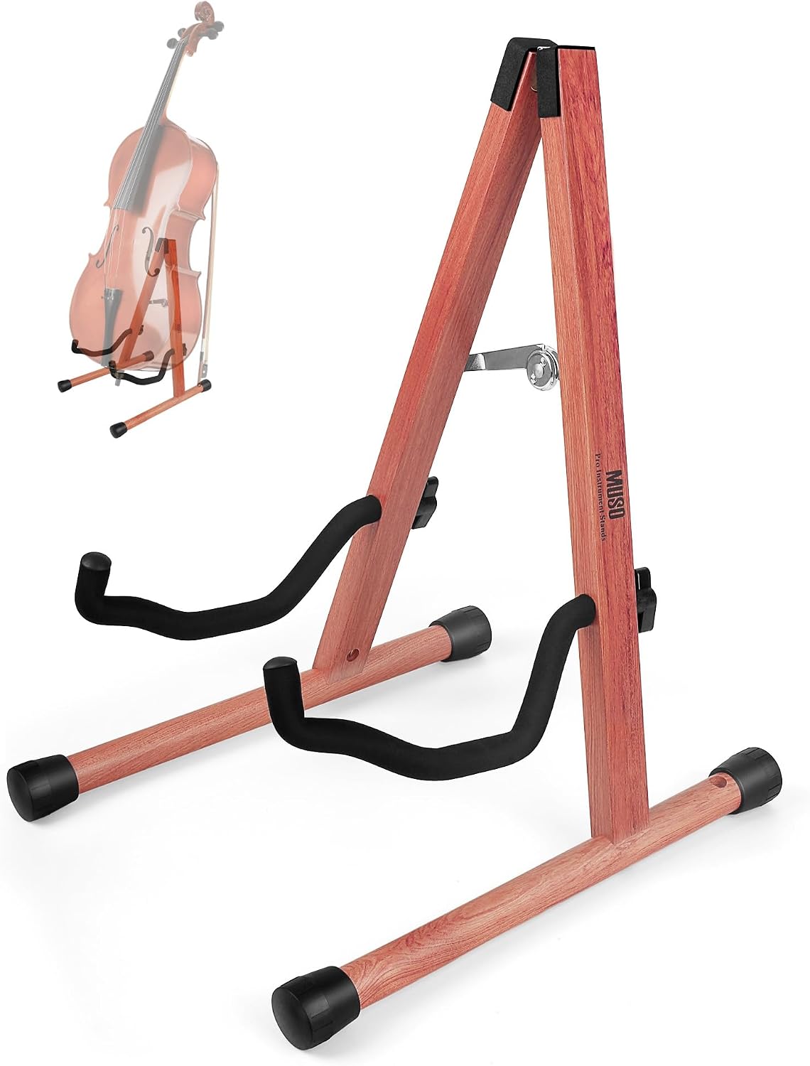 Wooden Folding Guitar Stand, Zebra Finish - Acoustic, Classical, Electric and Bass