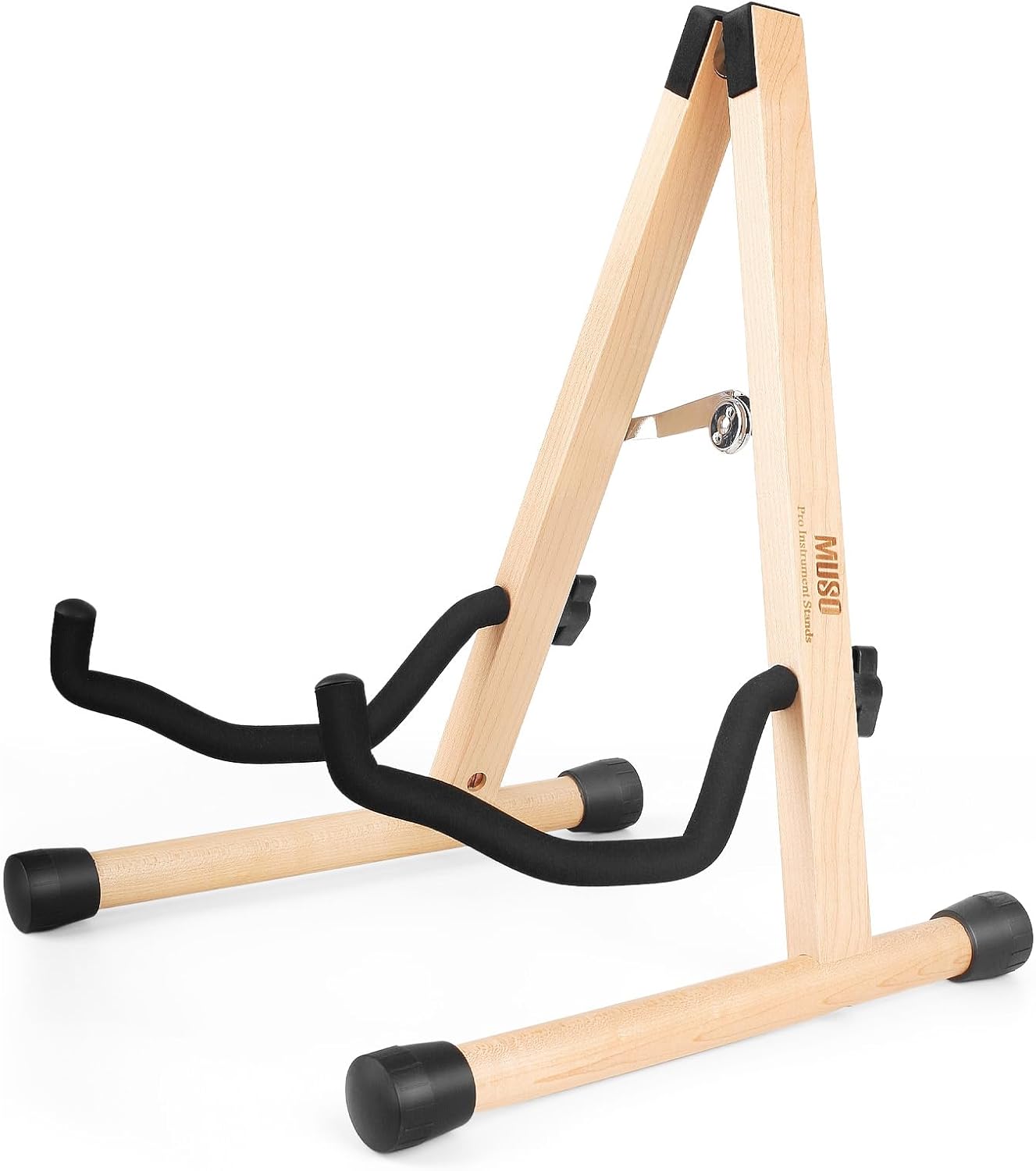 Wooden Folding Guitar Stand, Zebra Finish - Acoustic, Classical, Electric and Bass