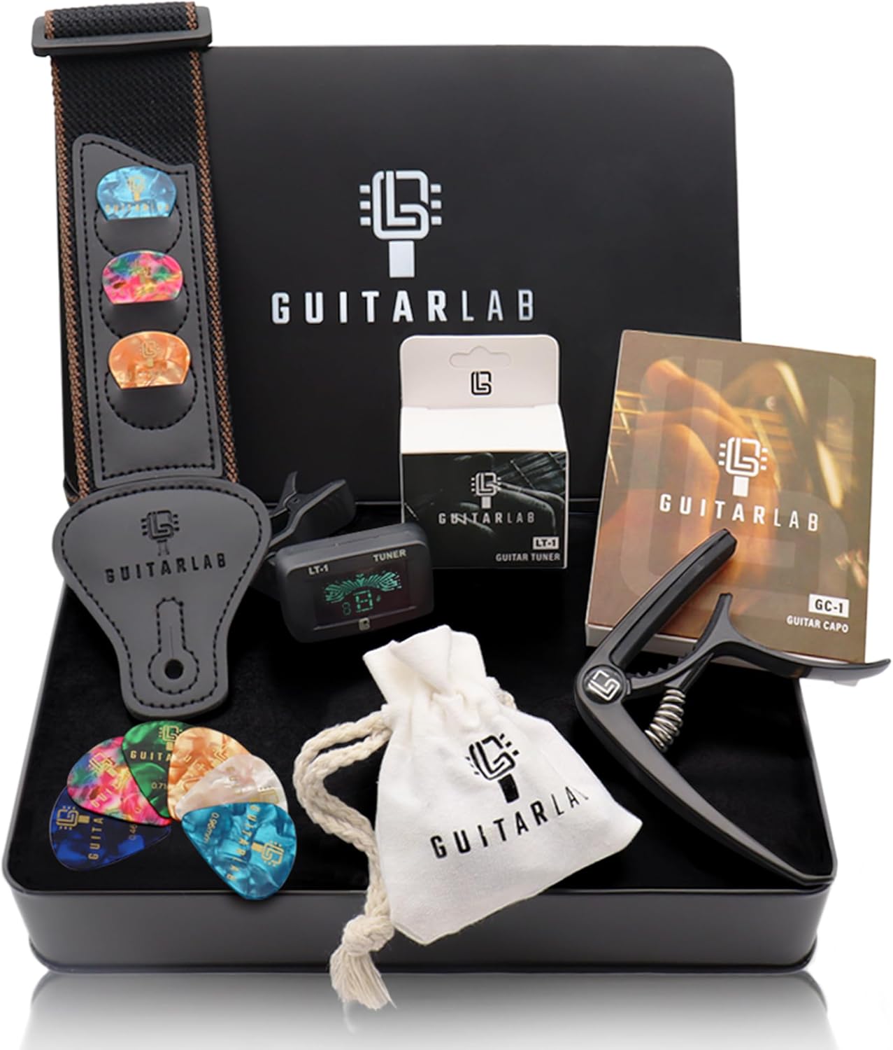 Guitar Accessory Gift Set - Strap, Capo, Tuner and Picks