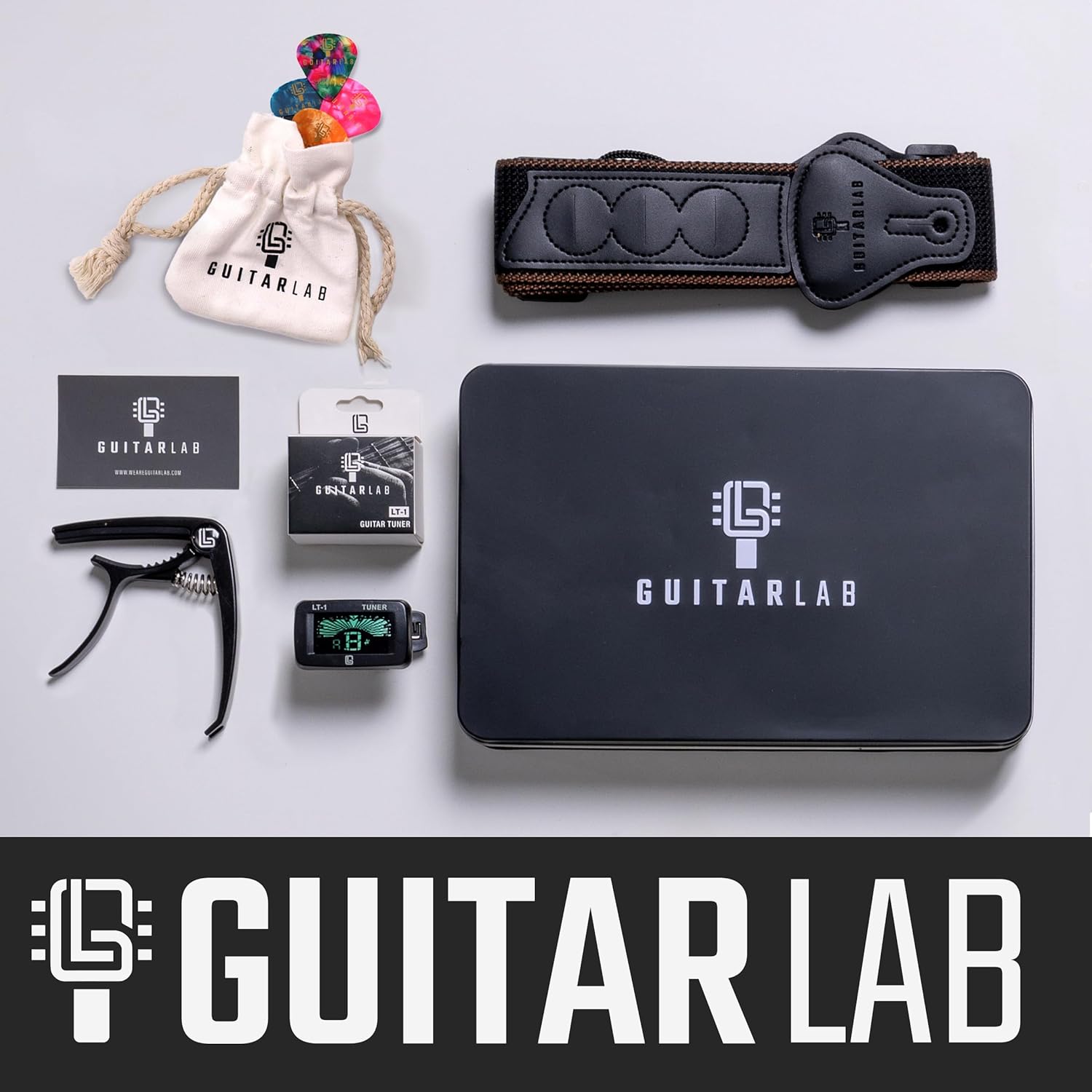 Guitar Accessory Gift Set - Strap, Capo, Tuner and Picks