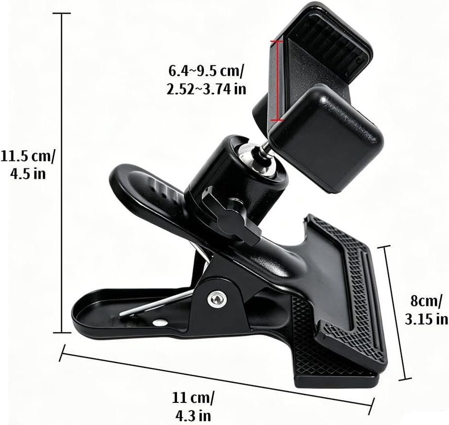 Headstock Phone Holder Mount for Recording - Fits Phones 2.52 to 3.74 in Wide