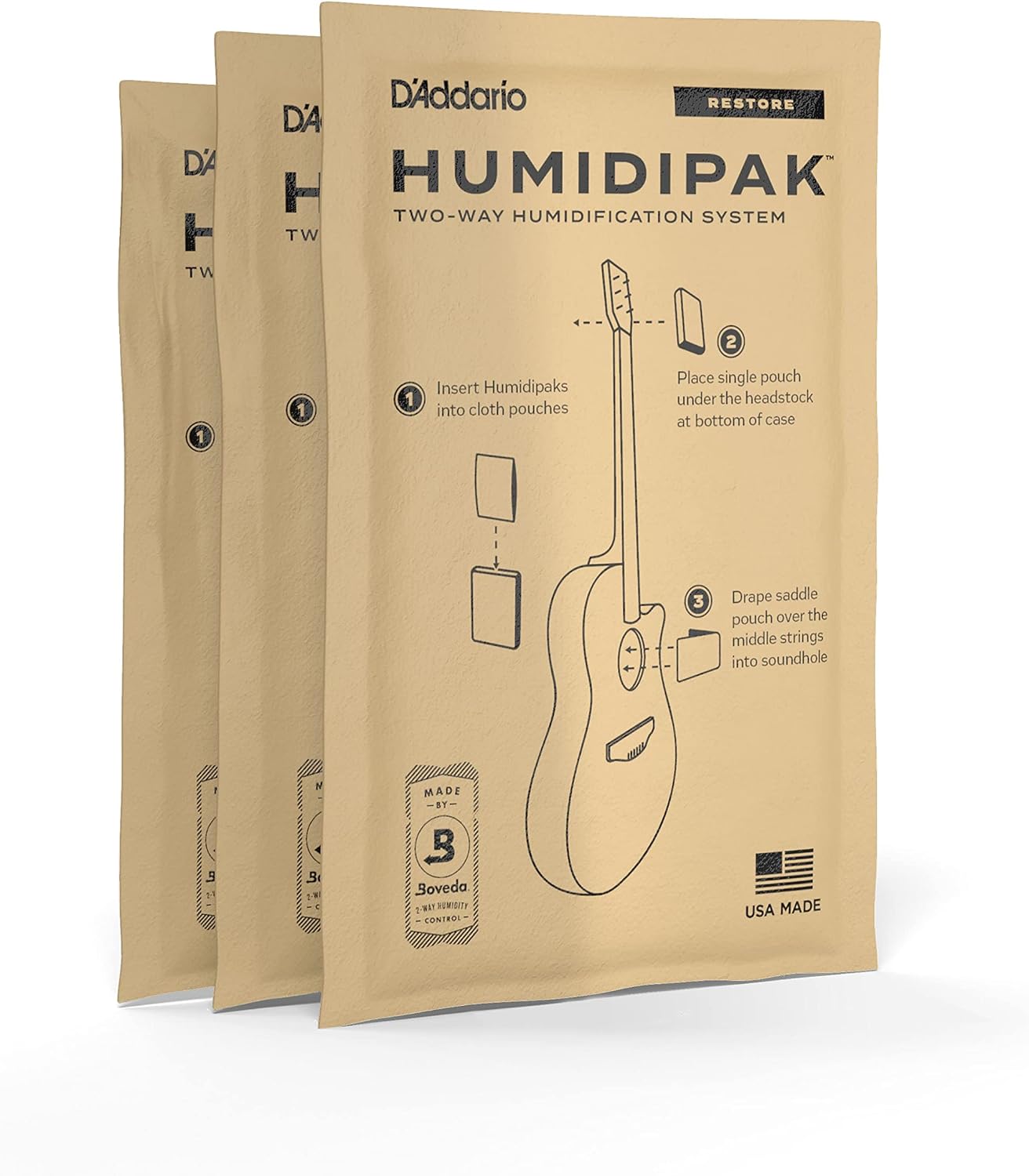 Two-Way Guitar Case Humidity Control Packets - 3 Pack Maintenance Set
