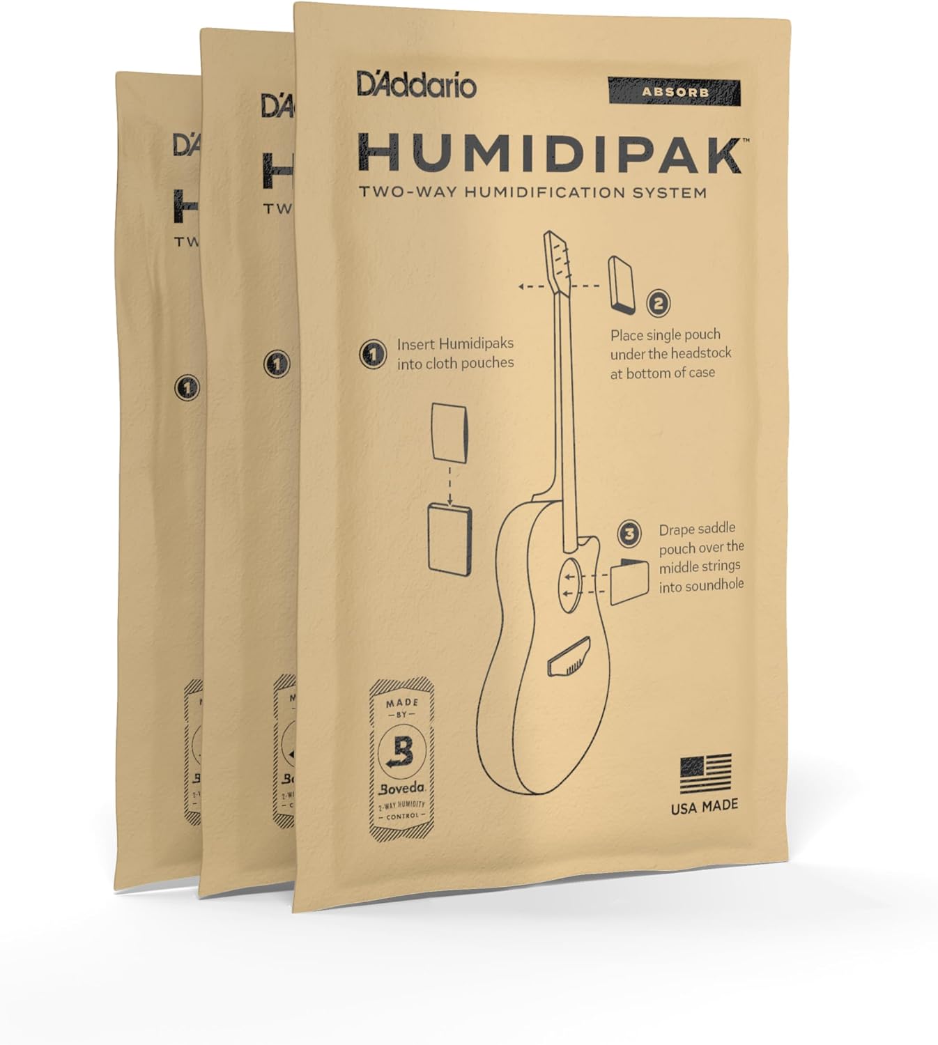 Two-Way Guitar Case Humidity Control Packets - 3 Pack Maintenance Set