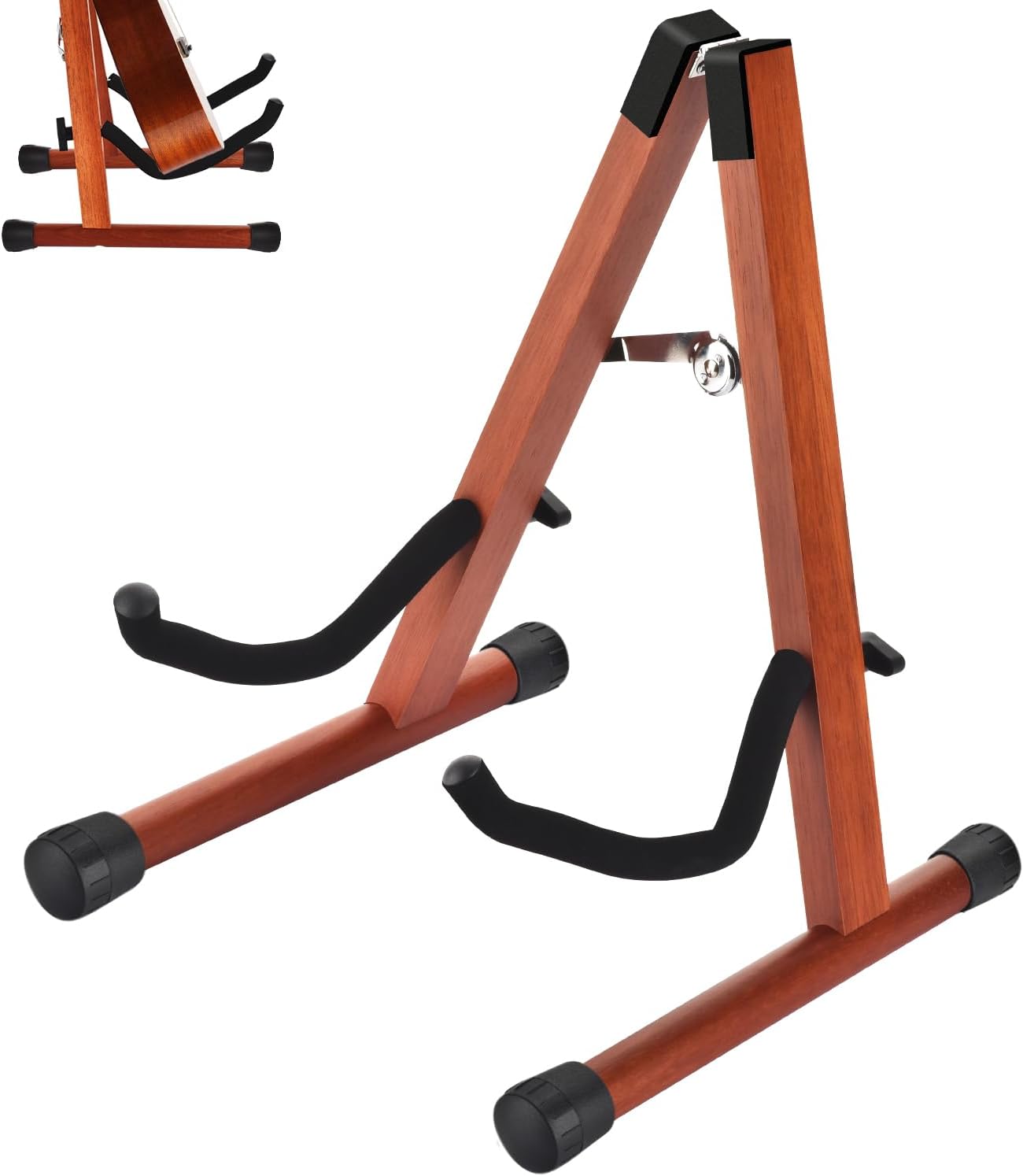Wooden A-Frame Guitar Stand, Folding - For Schools and Multi-User Settings, Black
