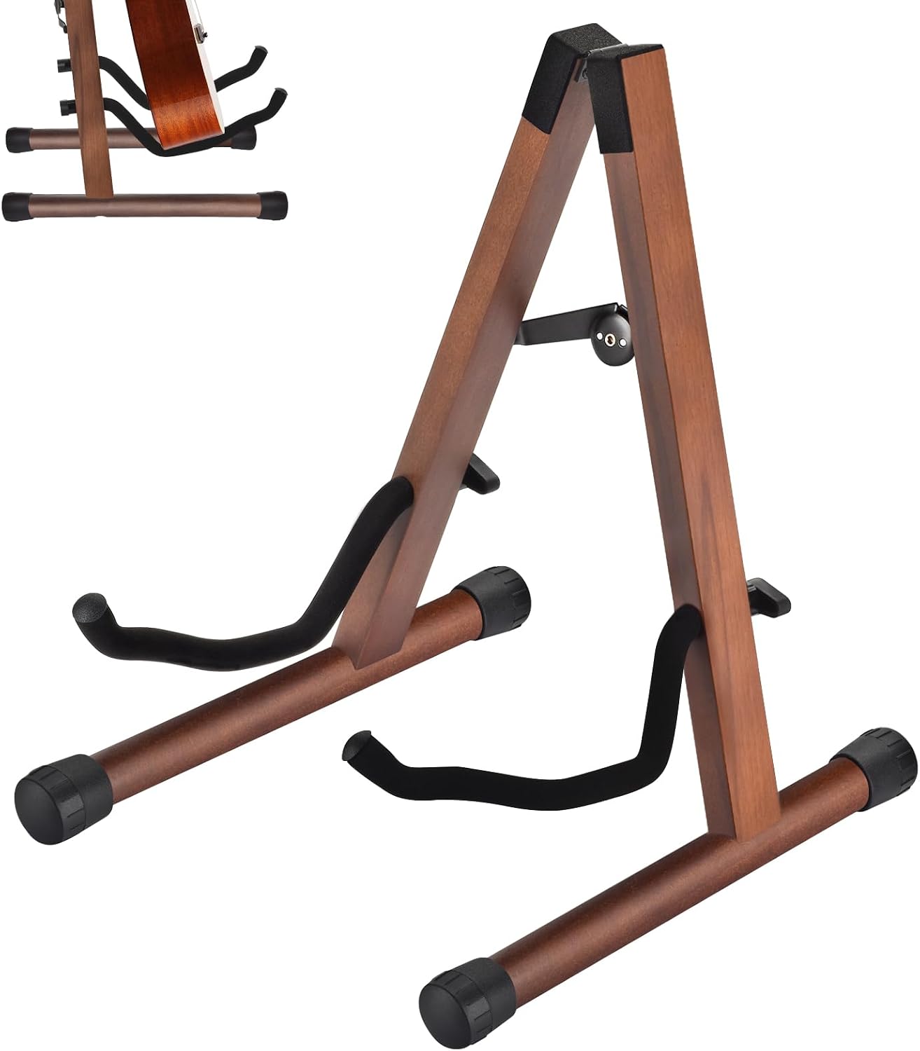 Wooden A-Frame Guitar Stand, Folding - For Schools and Multi-User Settings, Black