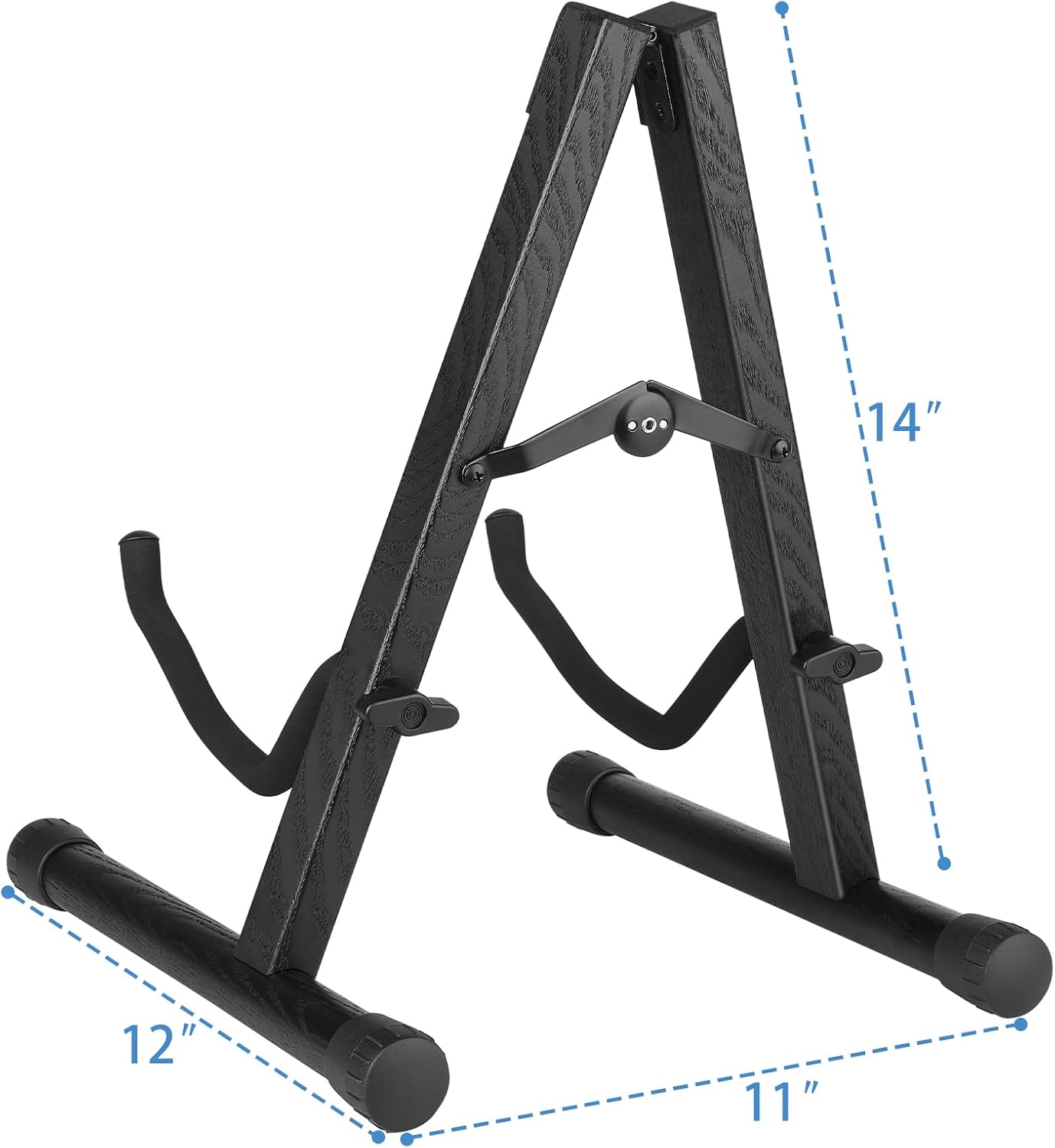 Wooden A-Frame Guitar Stand, Folding - For Schools and Multi-User Settings, Black