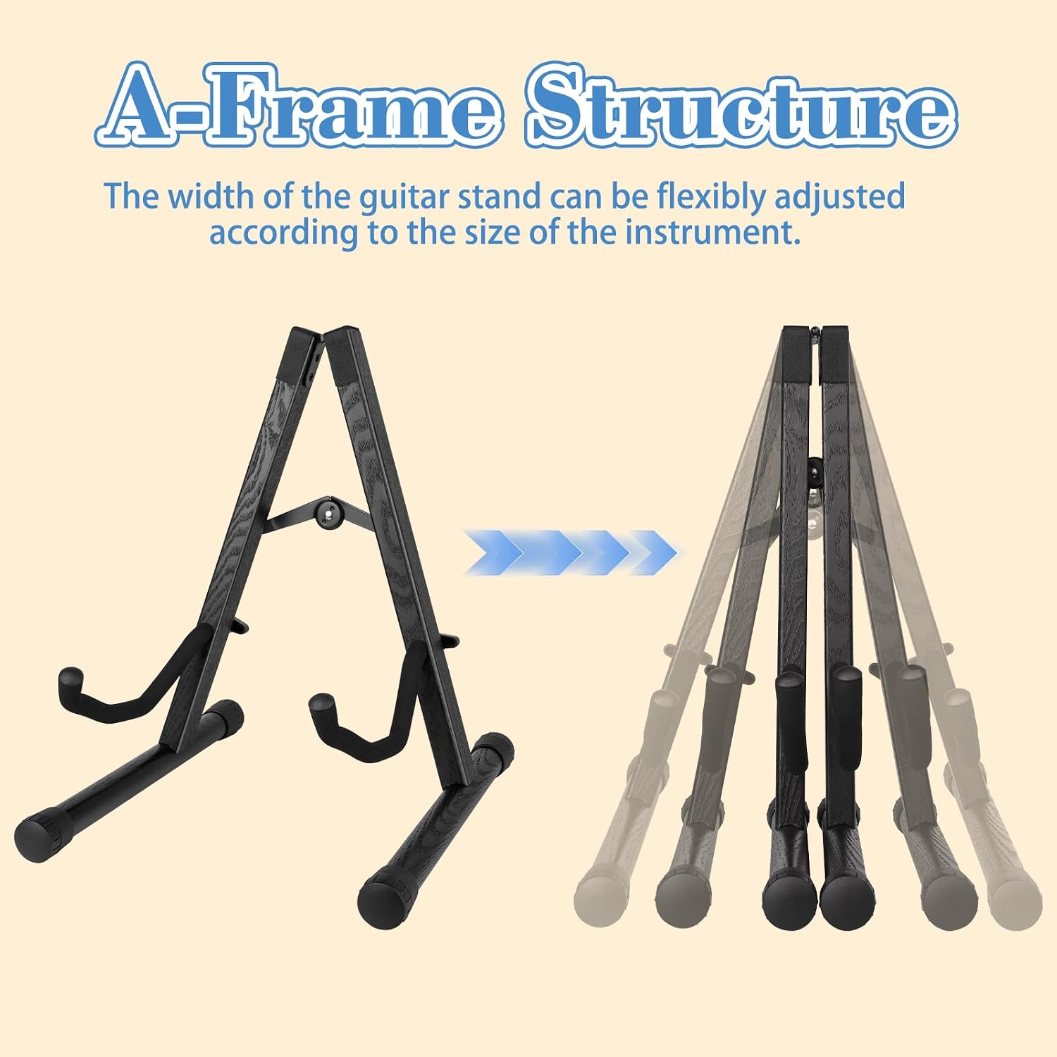 Wooden A-Frame Guitar Stand, Folding - For Schools and Multi-User Settings, Black