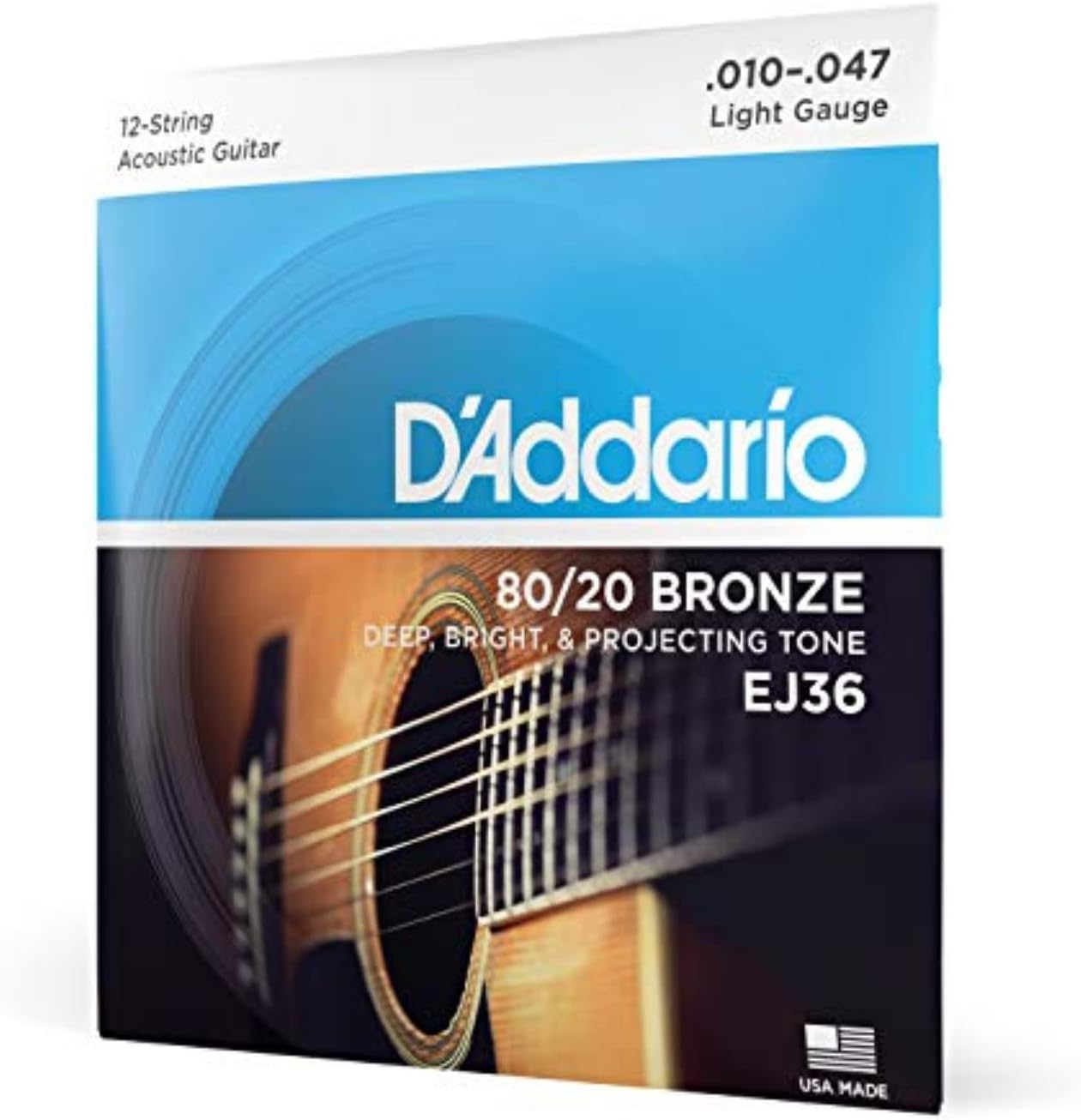 Acoustic Guitar Strings, 80/20 Bronze, Light 12-53 - Single Set