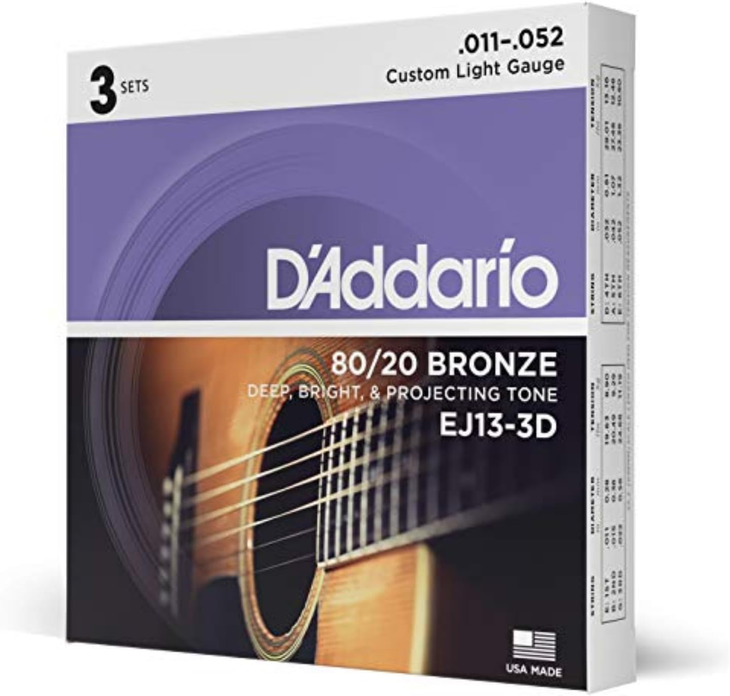 Acoustic Guitar Strings, 80/20 Bronze, Light 12-53 - Single Set