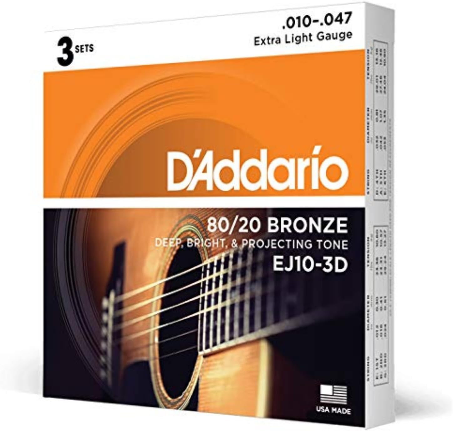 Acoustic Guitar Strings, 80/20 Bronze, Light 12-53 - Single Set