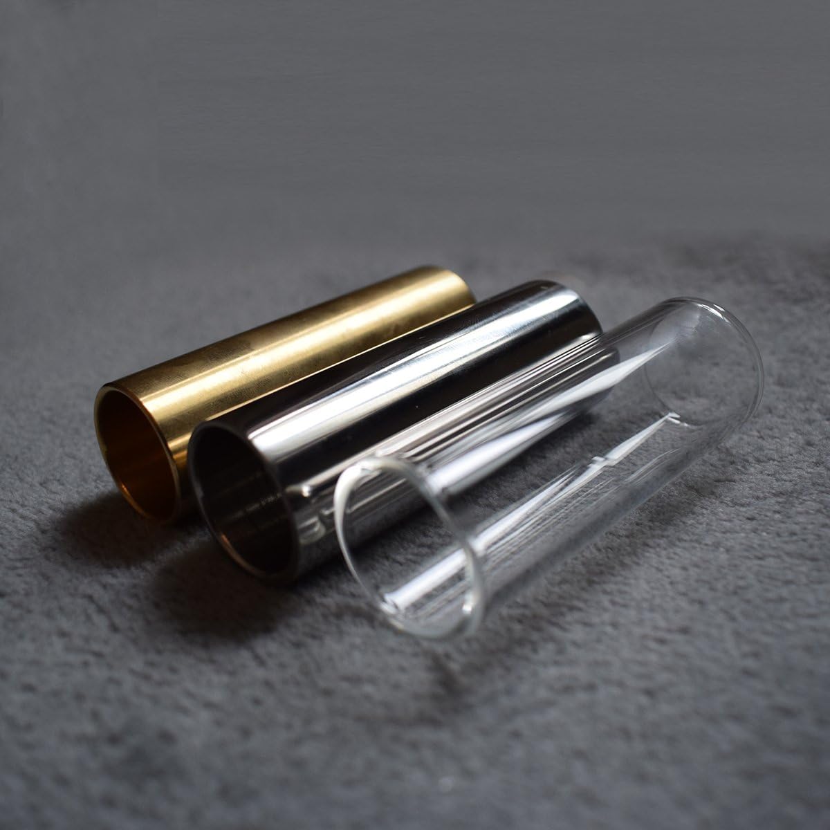 Guitar Slide Set - Glass, Steel and Brass, with 6 Picks and 4 Finger Picks