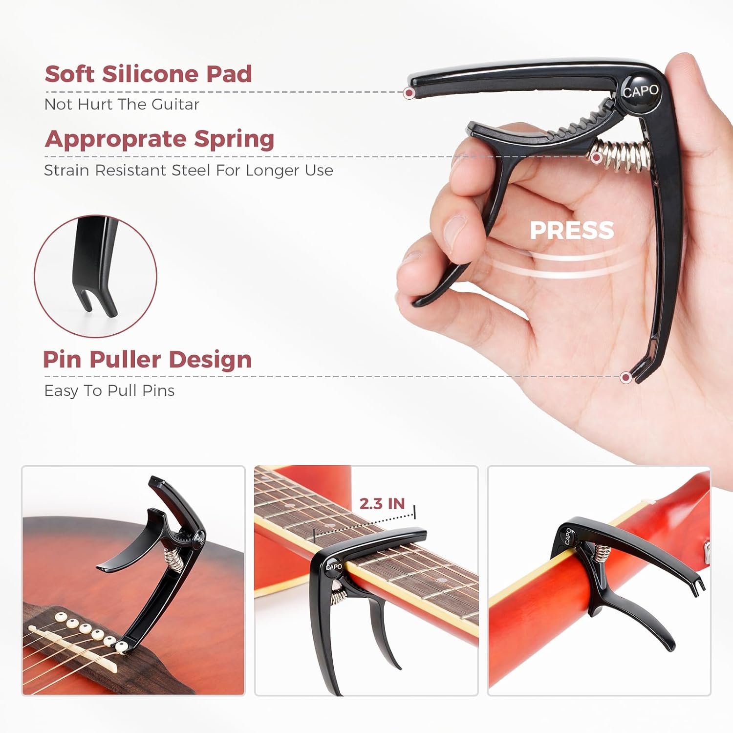 Guitar Accessory Kit - Capo, Tuner, Wall Hanger, Picks and String Cleaner