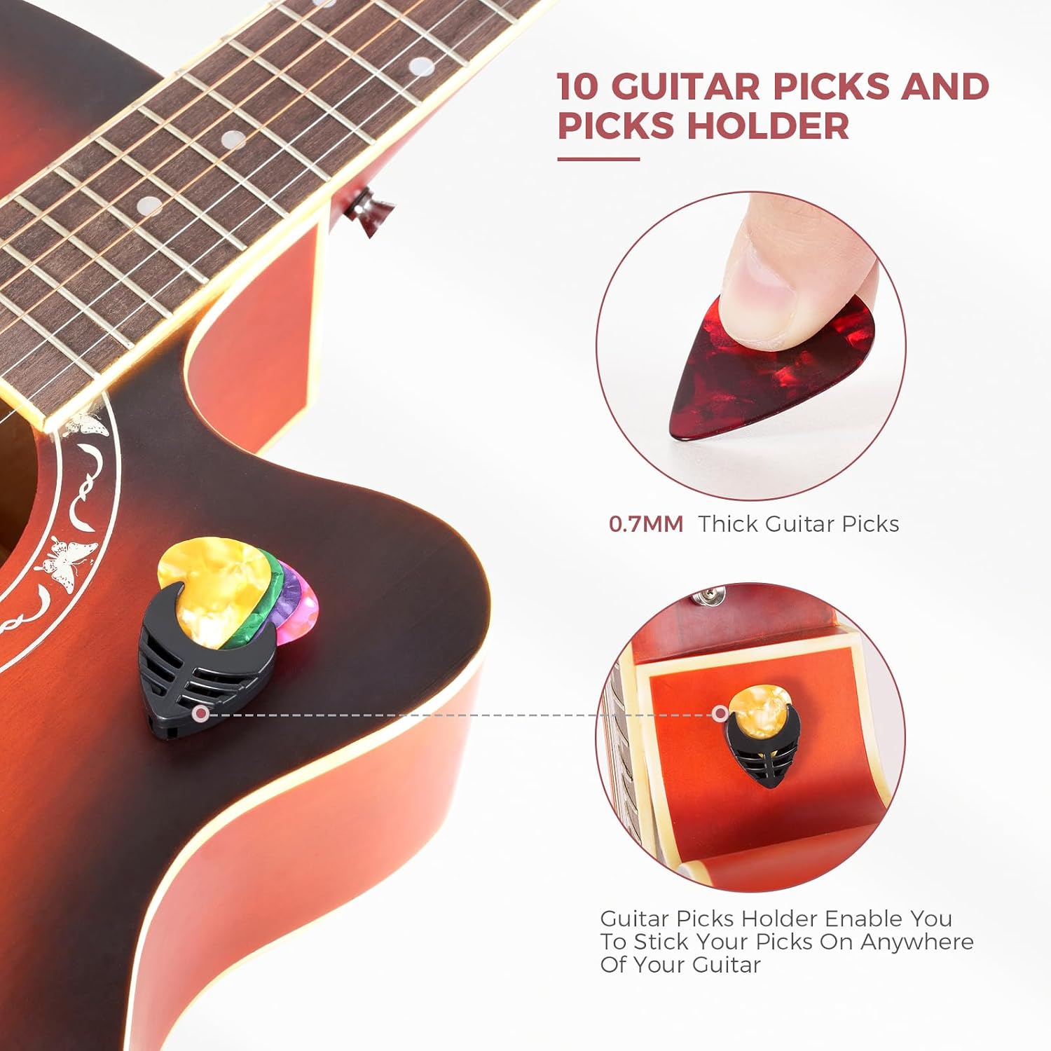 Guitar Accessory Kit - Capo, Tuner, Wall Hanger, Picks and String Cleaner