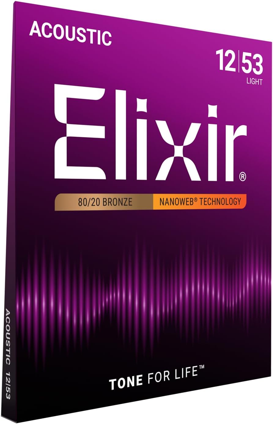 Coated Acoustic Guitar Strings, 80/20 Bronze, Light 12-53 - Long-Life Set