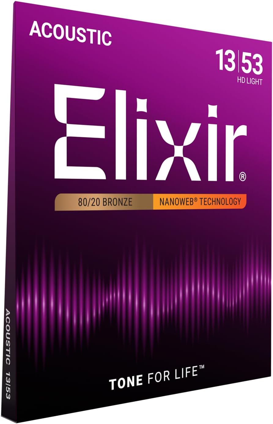 Coated Acoustic Guitar Strings, 80/20 Bronze, Light 12-53 - Long-Life Set