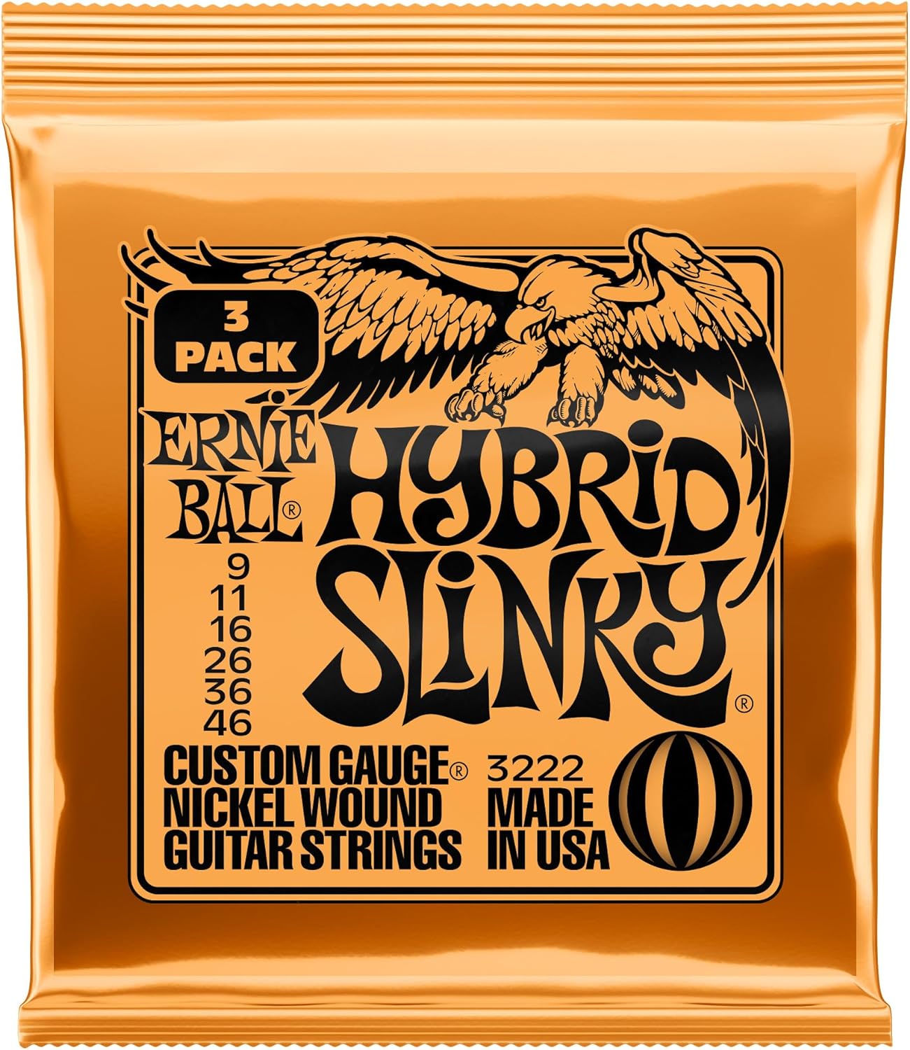 Electric Guitar Strings, Nickel Wound, 9-42 - 3 Pack