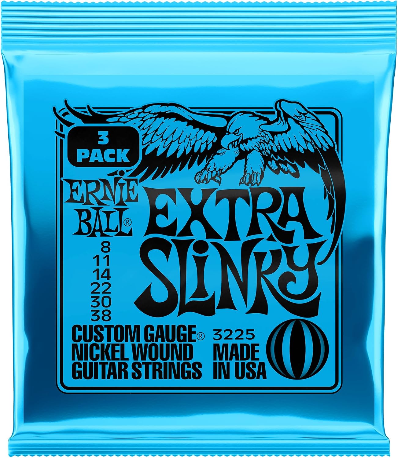 Electric Guitar Strings, Nickel Wound, 9-42 - 3 Pack