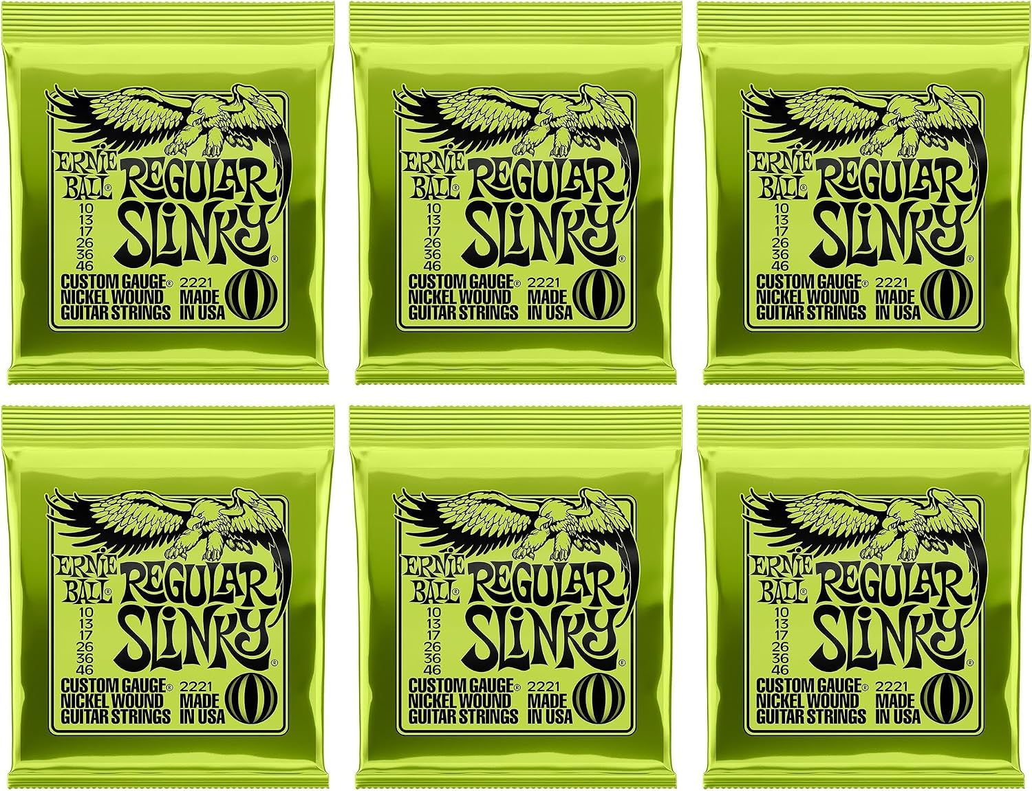 Electric Guitar Strings, Nickel Wound, 10-46 - 4 Pack