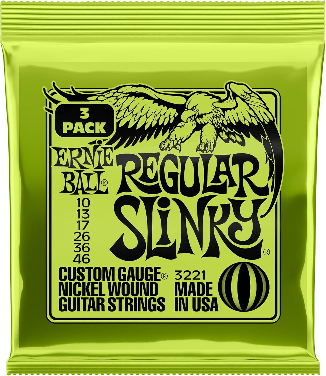 Electric Guitar Strings, Nickel Wound, 10-46 - 4 Pack