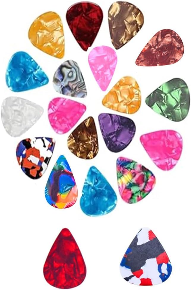 Celluloid Guitar Picks, 20 Pack - 4 Gauges from 0.46 to 0.96 mm