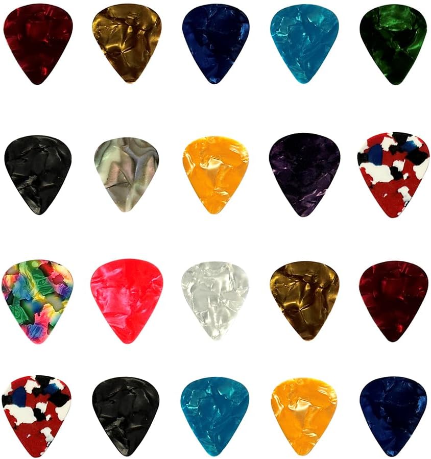 Celluloid Guitar Picks, 20 Pack - 4 Gauges from 0.46 to 0.96 mm