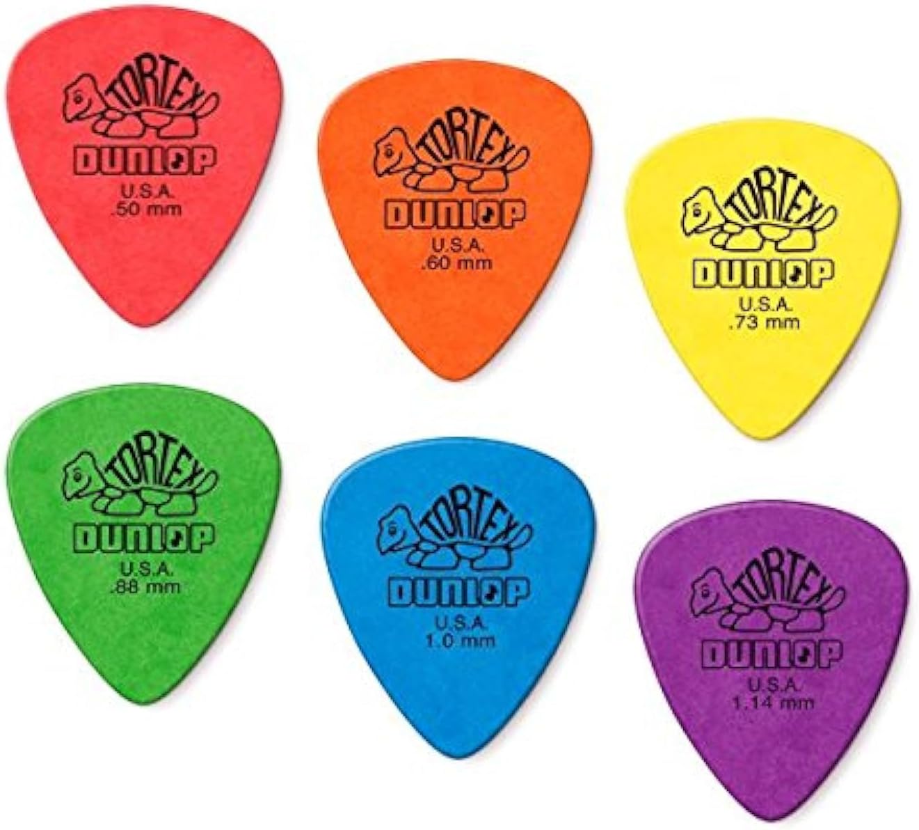 Guitar Pick Variety Pack, 12 Picks - 2 Each of 6 Gauges, 0.50 to 1.14 mm