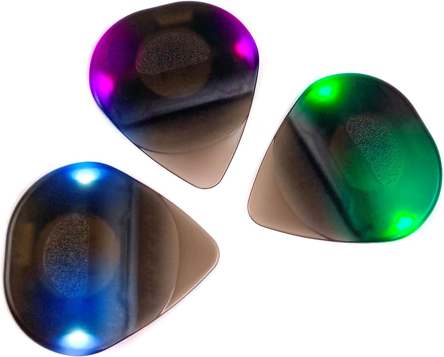 LED Light-Up Guitar Picks, 0.6 mm - 3 Pack, Green, White and Red