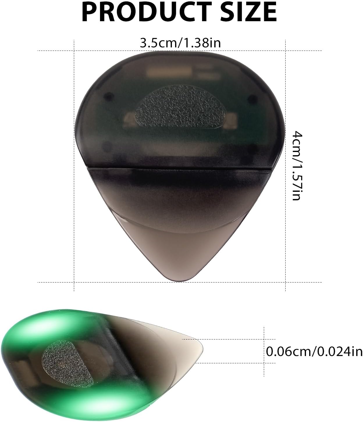 LED Light-Up Guitar Picks, 0.6 mm - 3 Pack, Green, White and Red