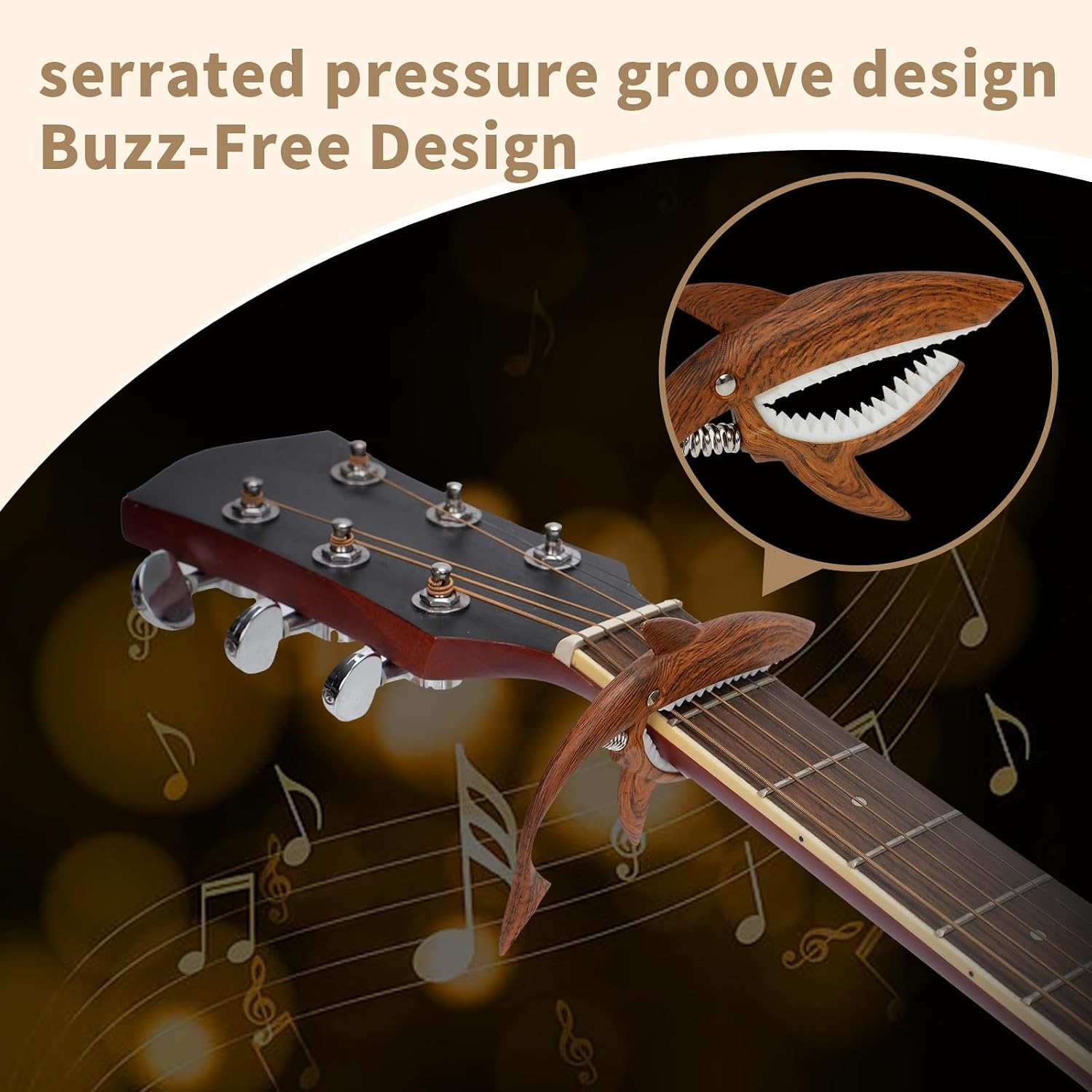 Shark-Shaped Guitar Capo Gift Set with Handcrafted Pick Holder and Picks