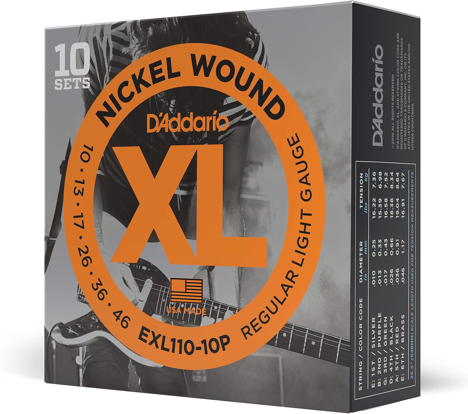 Electric Guitar Strings, Nickel Wound XL, 10-46 - 3 Sets