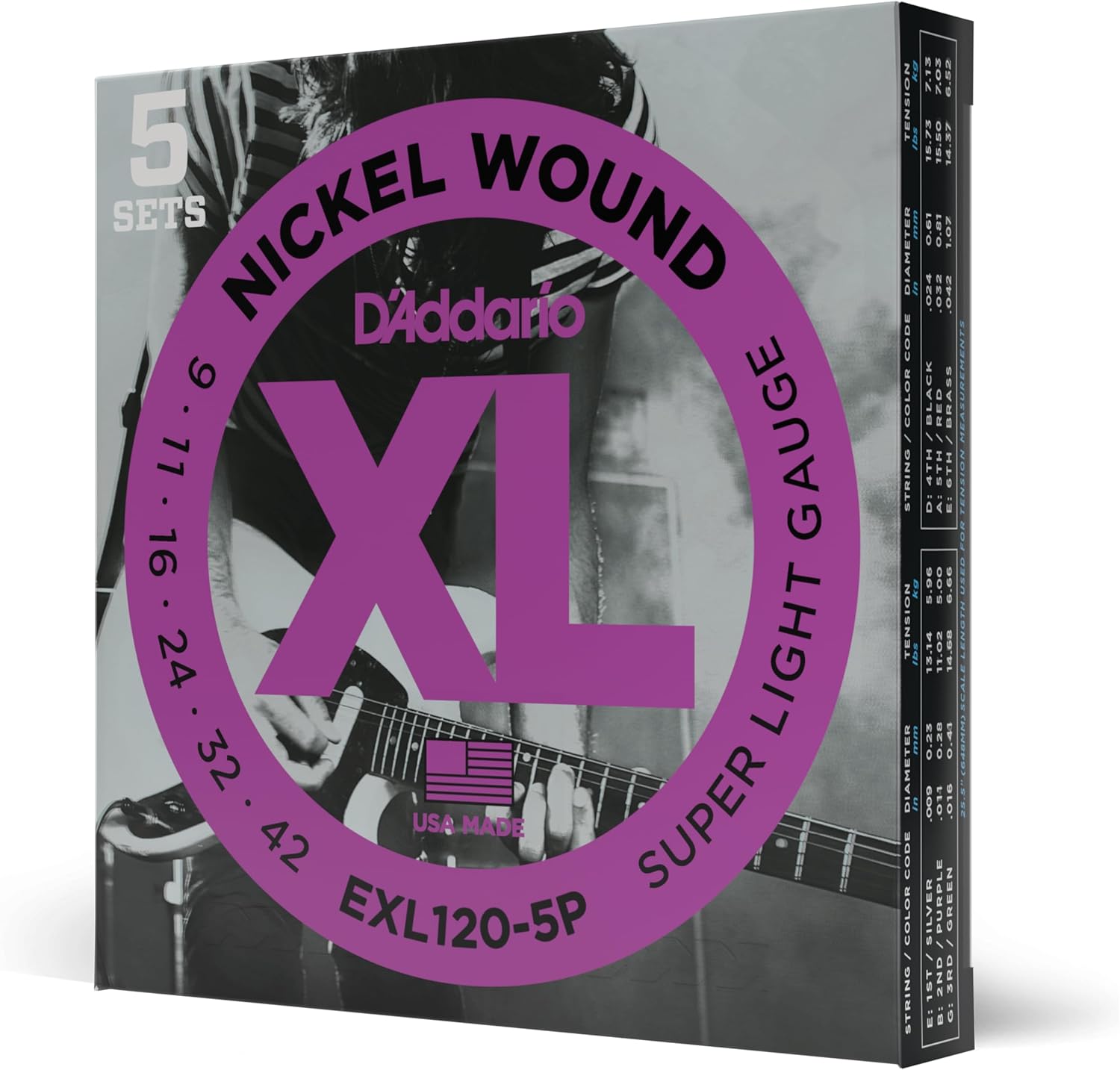 Electric Guitar Strings, Nickel Wound XL, 10-46 - 3 Sets