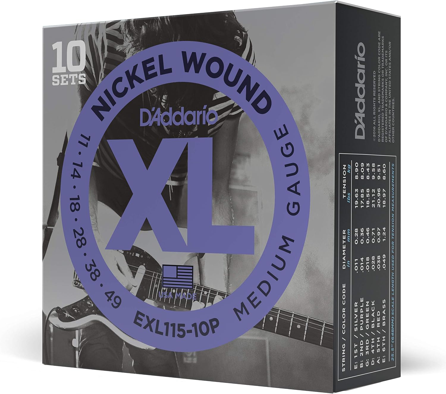 Electric Guitar Strings, Nickel Wound XL, 10-46 - 3 Sets