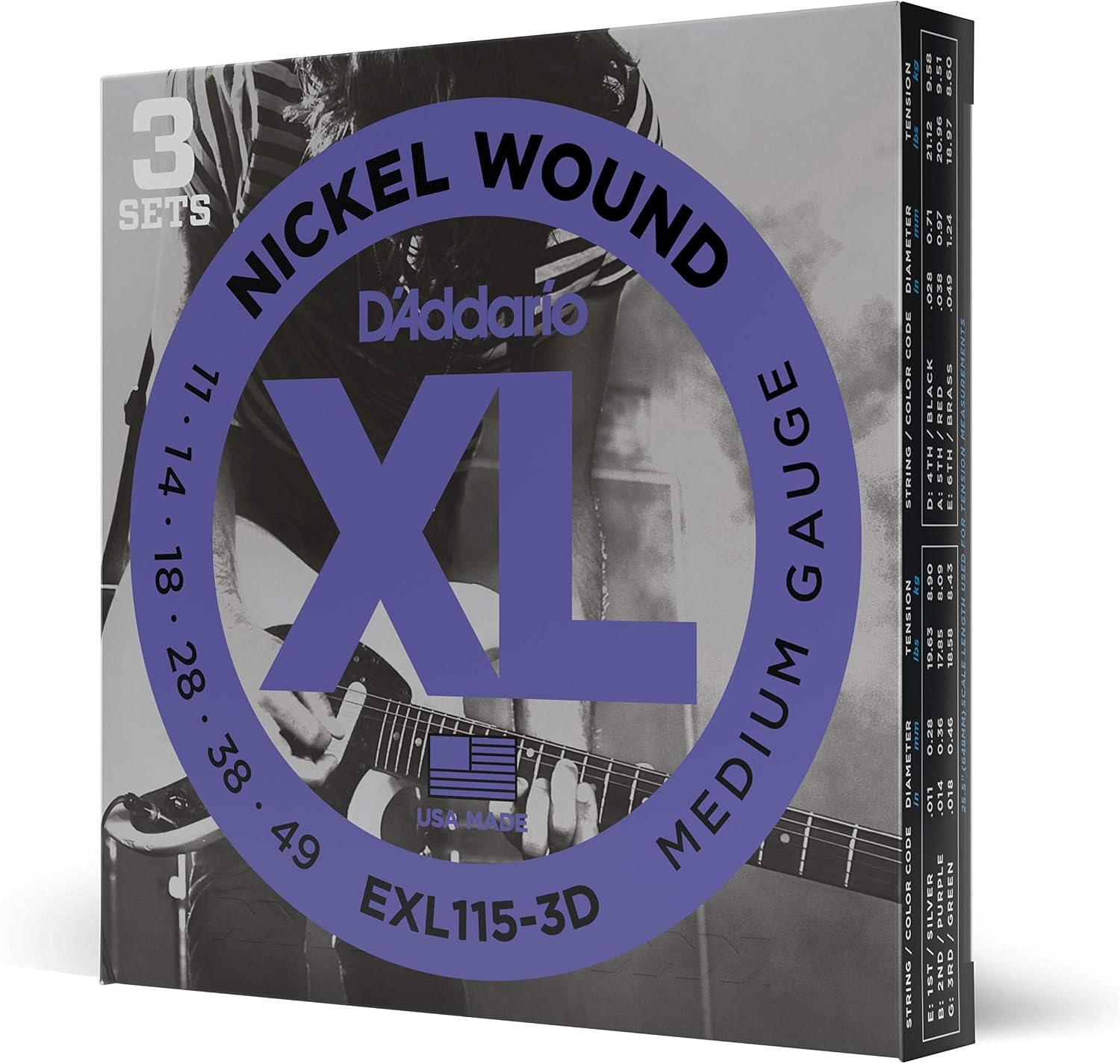Electric Guitar Strings, Nickel Wound XL, 10-46 - 3 Sets