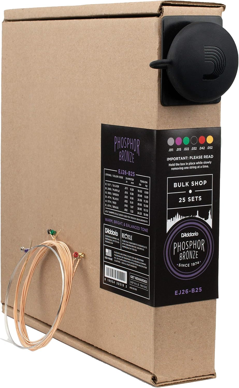 Acoustic Guitar Strings, Phosphor Bronze, Light 12-53 - Single Set