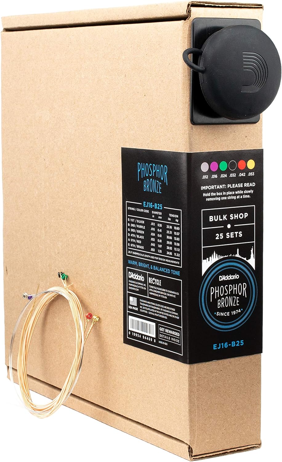 Acoustic Guitar Strings, Phosphor Bronze, Light 12-53 - Single Set